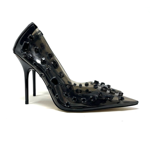 Good American Jeweled Emma Heels Size 7.5 Light Smoke GSH008-X - Picture 4 of 8